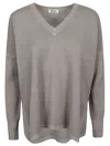 Baserange Base Wool V-necked Sweater In Green