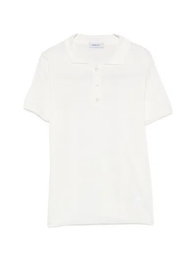 Base Linen And Cotton Blend Polo Shirt In White