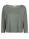 Baserange Base Linen Boat Neck Sweater In Green