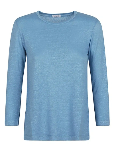 Base Linen Jersey Long Sleeve T-shirt In Blue