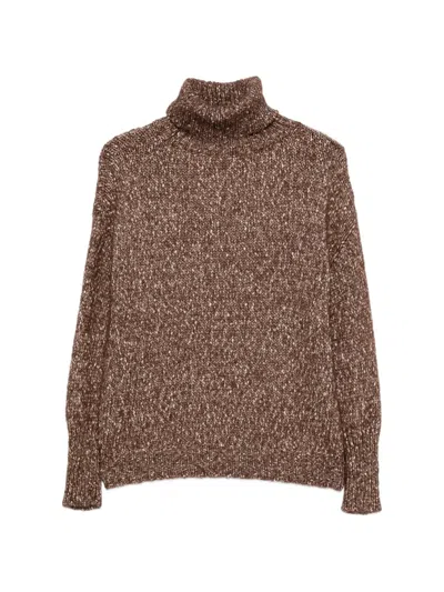 Base Marl-knit Roll-neck Sweater In Brown
