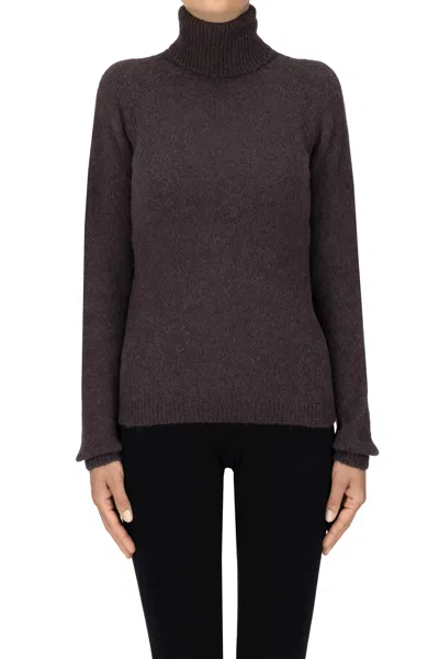 Base Milano Alpaca-blend Turtleneck Pullover In Purple