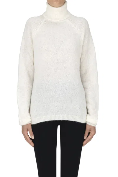 Base Milano Alpaca-blend Turtleneck Pullover In White