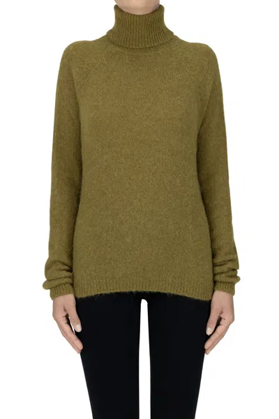 Base Milano Alpaca-blend Turtleneck Pullover In Green