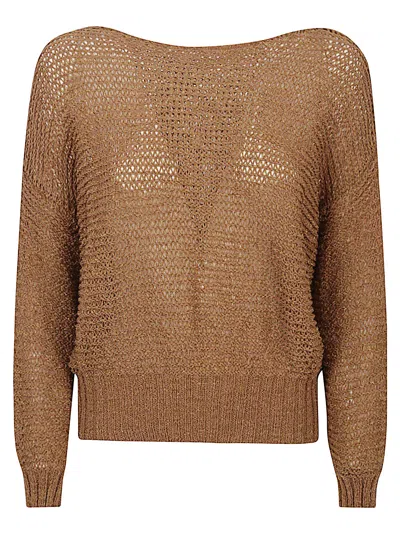 Base Milano Brown Polyamide Cotton Sweaters
