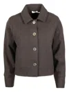 Base Milano Button Collared Jacket In Brown