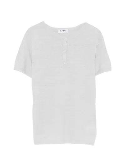 Base Milano Linen And Cotton Blend T-shirt In Gray