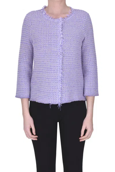 Base Milano Chanel Style Cardigan Jacket In Lilac