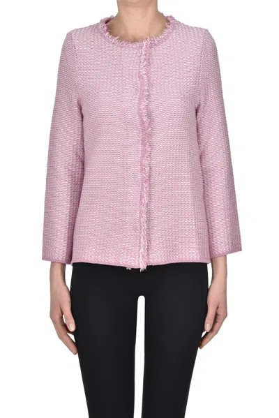 Base Milano Chanel Style Cardigan Jacket In Pink