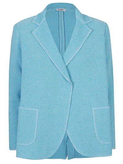 Base Milano Camel Cotton And Linen Blend Jacket For Women In Blue