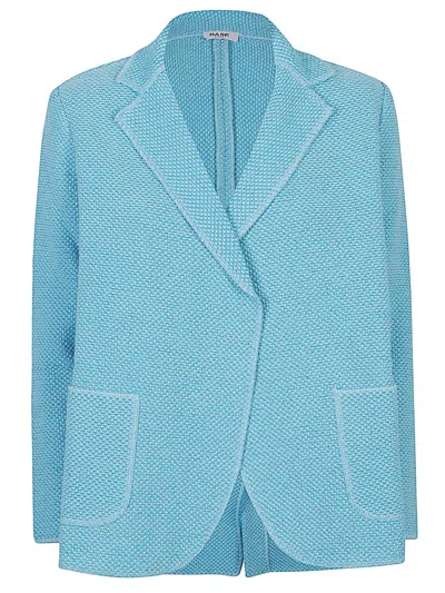 Base Milano Cotton And Linen Blend Jacket In Blue