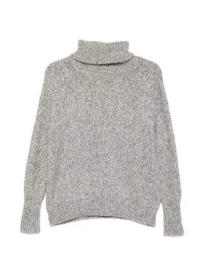 Base Milano Cotton And Wool Turtle-neck Sweater In Gray