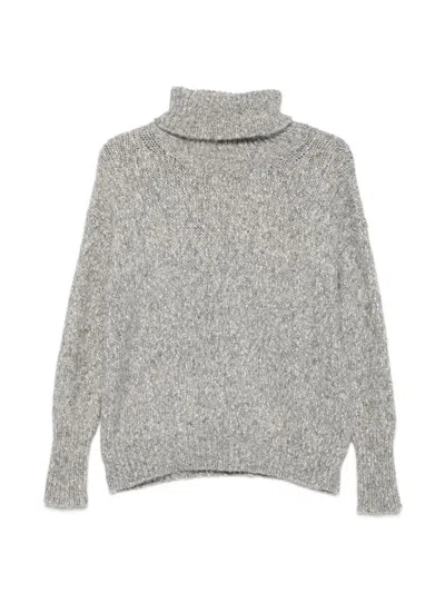Base Milano Cotton And Wool Turtle-neck Sweater In Gray