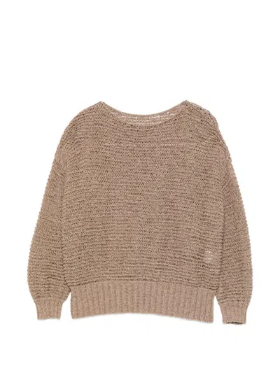 Base Milano Cotton Blend Sweater In Brown