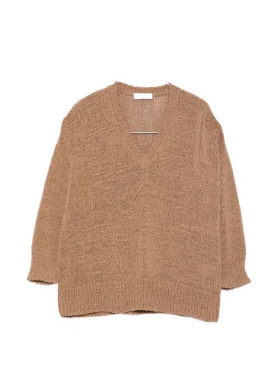 Base Milano Cotton Blend Sweater In Brown