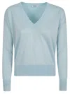 Base Milano Cotton Blend V-neck Sweater