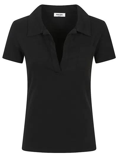 Base Milano Cotton Polo Shirt In Black