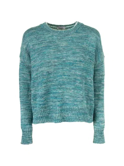 Base Milano Aquamarine Crew Neck Sweater In Green