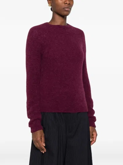 Base Milano Wool Crewneck Sweater In Burgundy