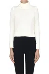 Base Milano Cropped Turtleneck Pullover In White