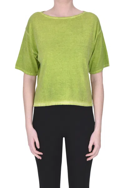 Base Milano Gradient Effect Cotton Pullover In Light Green