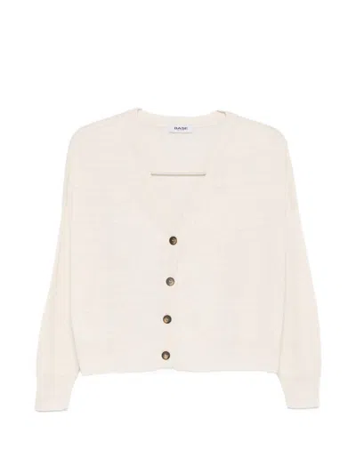 Base Milano Linen And Cotton Blend Cardigan In White