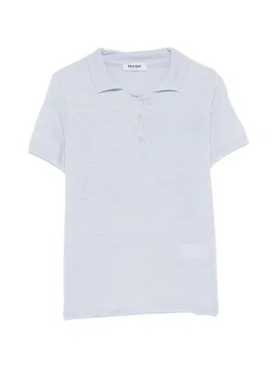 Base Milano Linen And Cotton Blend Polo Shirt In Blue