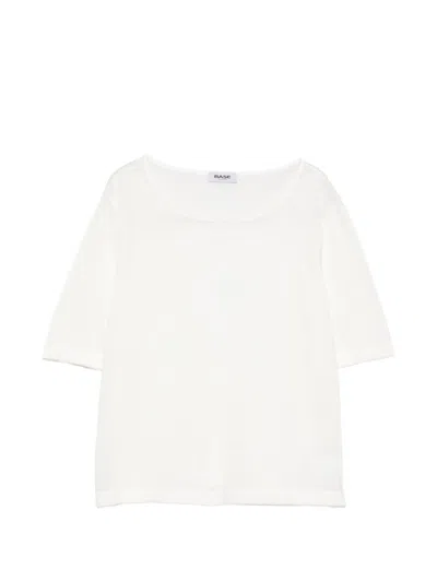 Base Milano Linen And Cotton Blend Sweater In White