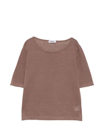 Base Milano Linen And Cotton Blend Sweater In Brown