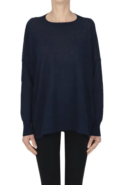 Base Milano Linen And Cotton Pullover In Blue