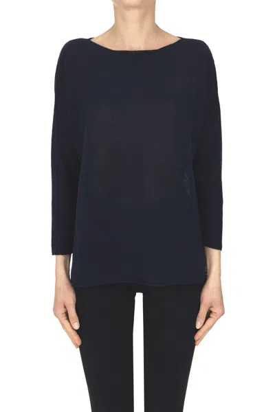 Base Milano Linen Cotton Pullover In Blue