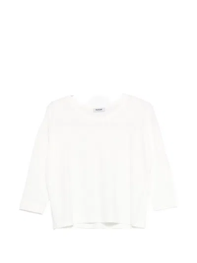 Base Milano Linen Crewneck Sweater In White