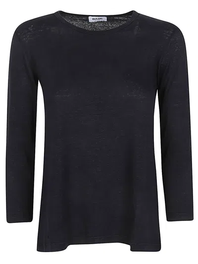 Base Milano Linen Jersey Long Sleeve T-shirt In Black