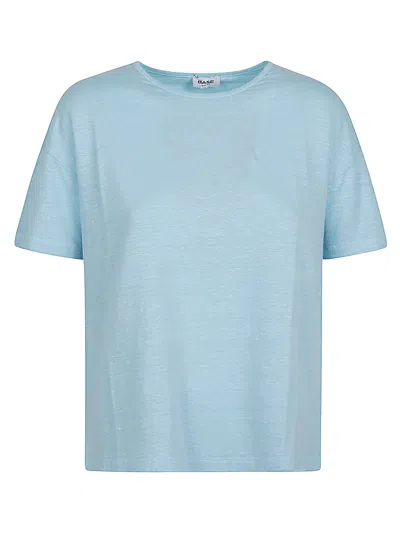 Base Milano Linen Jersey T-shirt In Blue
