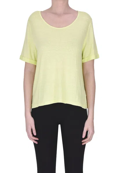 Base Milano Linen T-shirt In Lime