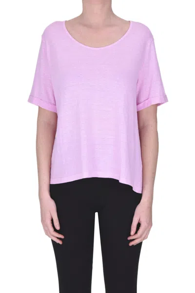 Base Milano Linen T-shirt In Pink