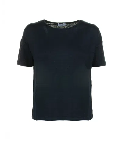 Base Milano Navy Blue T-shirt In Black