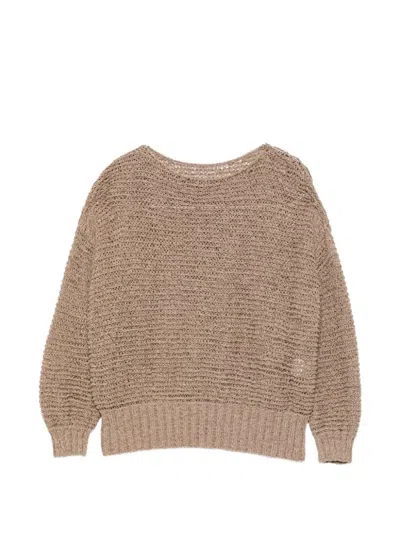 Base Milano Open-knit Sweater In Neutrals