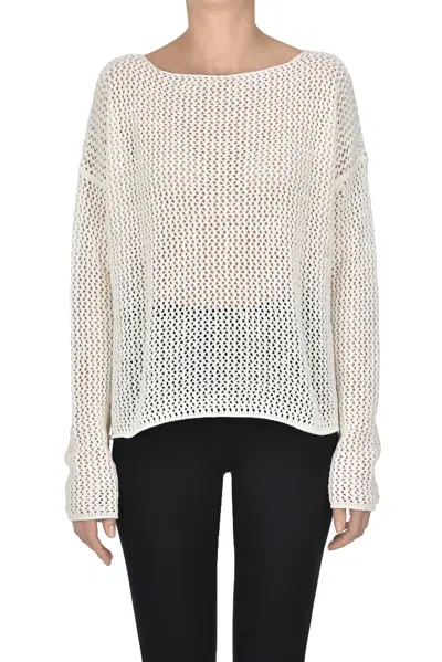 Base Milano Openwork Knit Pullover In White