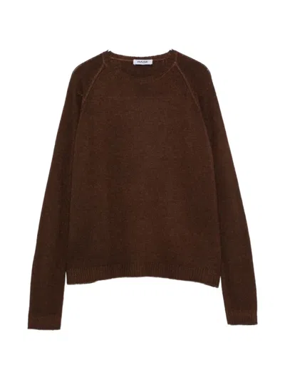 Base Milano Wool And Cashmere Crewneck Sweater In Brown