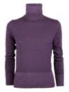 Base Milano Ribbed Roll-neck Sweater In Purple