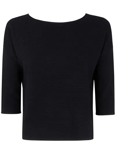 Base Milano Round Neck Sweater In Black