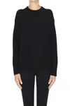 Base Milano Rounded Neckline Pullover In Black