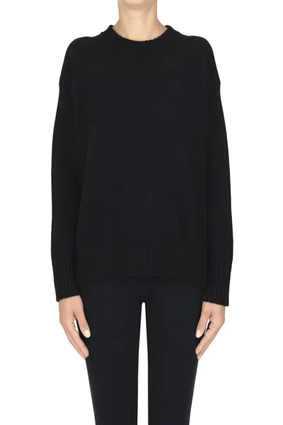 Base Milano Rounded Neckline Pullover In Black