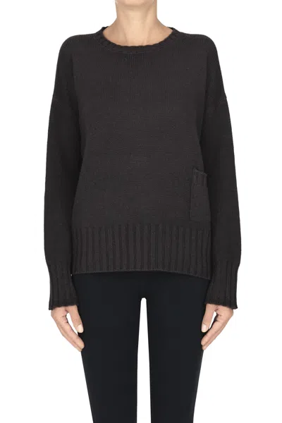 Base Milano Rounded Neckline Pullover In Brown