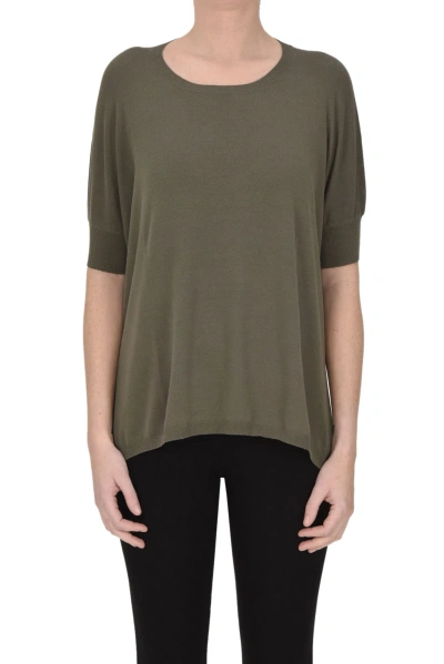 Base Milano Short Sleeves Pullover In Olive Green