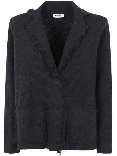 Base Milano Single Breast Cropped Pockets Jacket In Blue