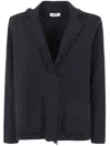 Base Milano Single Breast Cropped Pockets Jacket In Blue