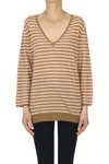 Base Milano Striped Pullover In Neutral