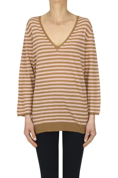 Base Milano Striped Pullover In Neutral